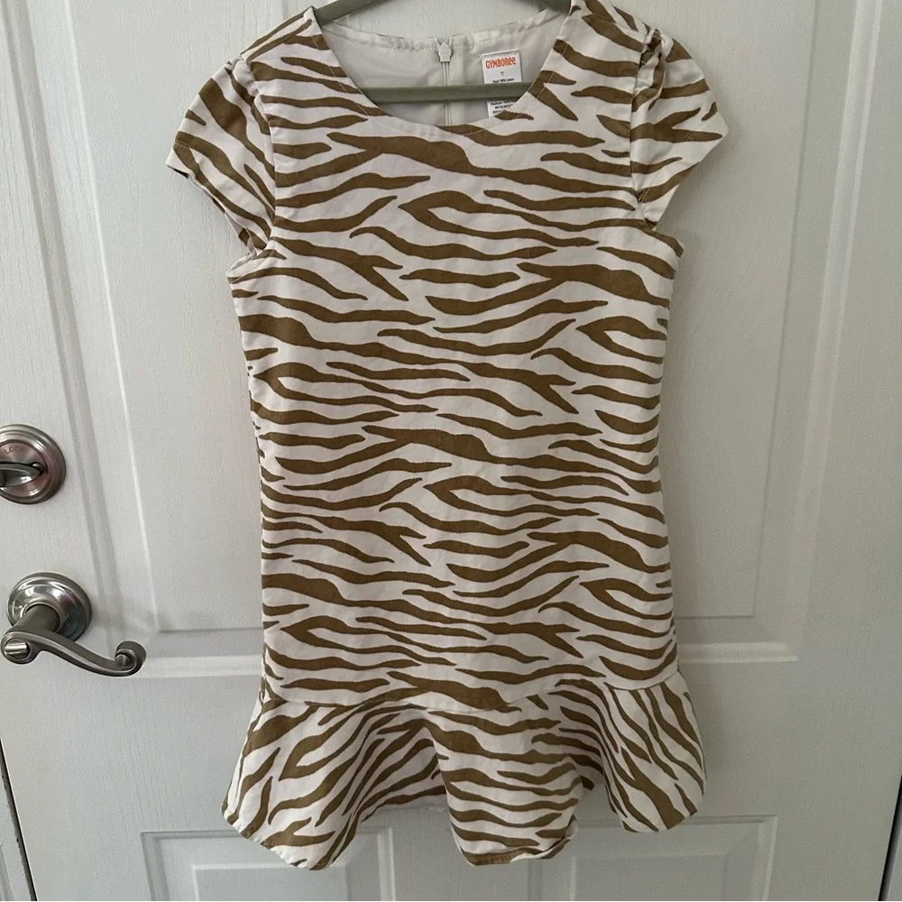 Gymboree Girls Tiger Print Velvet Short Sleeve Dress Sizes 7/8